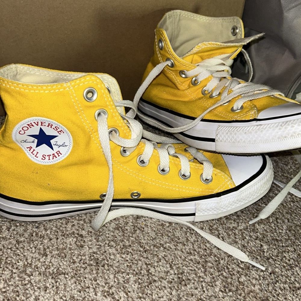 Converse Yellow High-Top Sneakers with White Accents - Picture 5 of 7